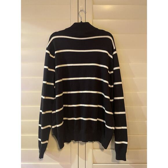 Vintage Polo Jeans Co Ralph Lauren 1/4 Zip Navy Ribbed Sweater Pullover USA Flag - Picture 2 of 5